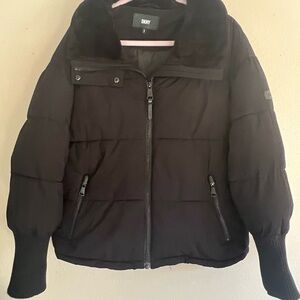 DKNY Women's Black Puffer Coat Large